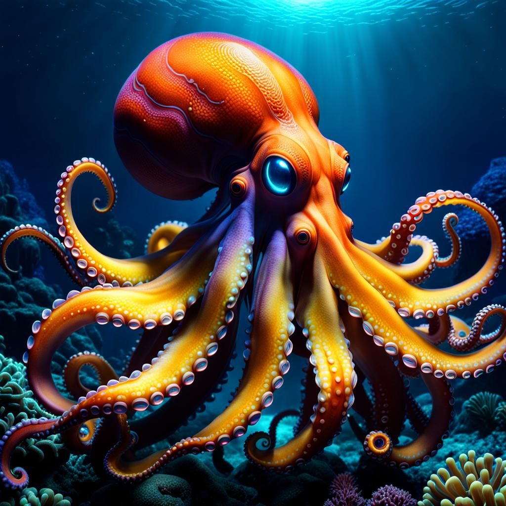 Bioluminescence Octopus - AI Generated Artwork - NightCafe Creator