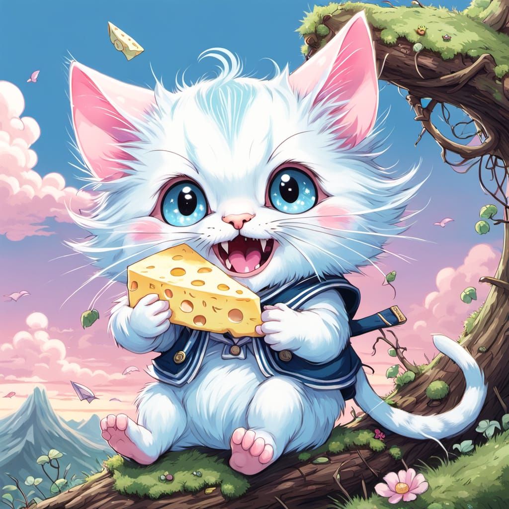 cat has cheese  by @Doomblob