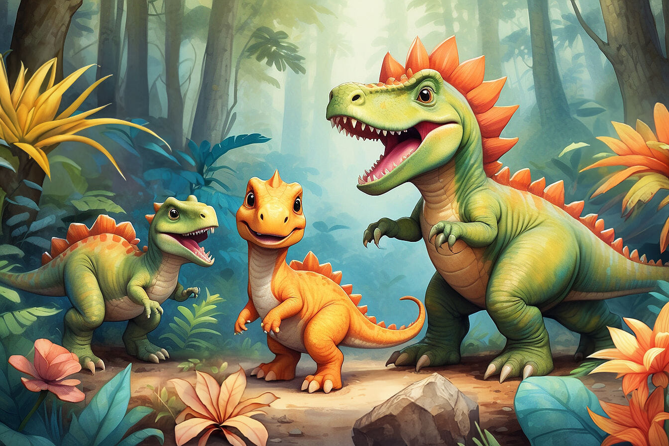 Baby Dinosaurs at Play - AI Generated Artwork - NightCafe Creator