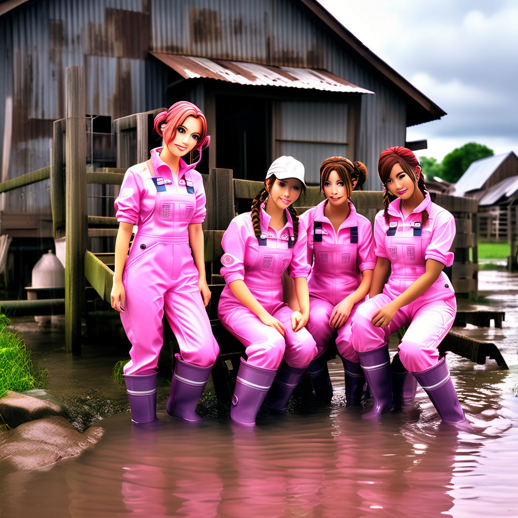 A group of anime-style girls living on a countryside farm