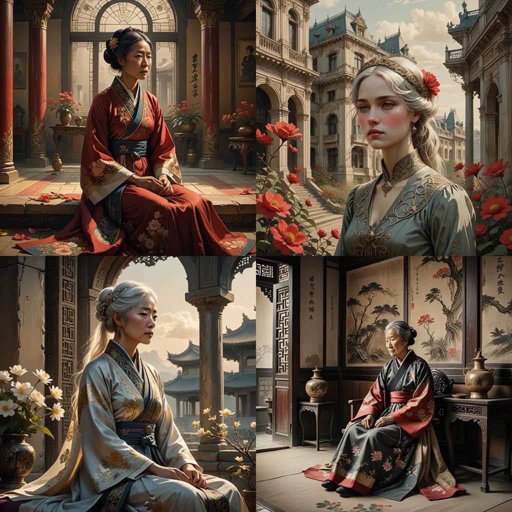 Ancient Palace with Old Woman Recounting History