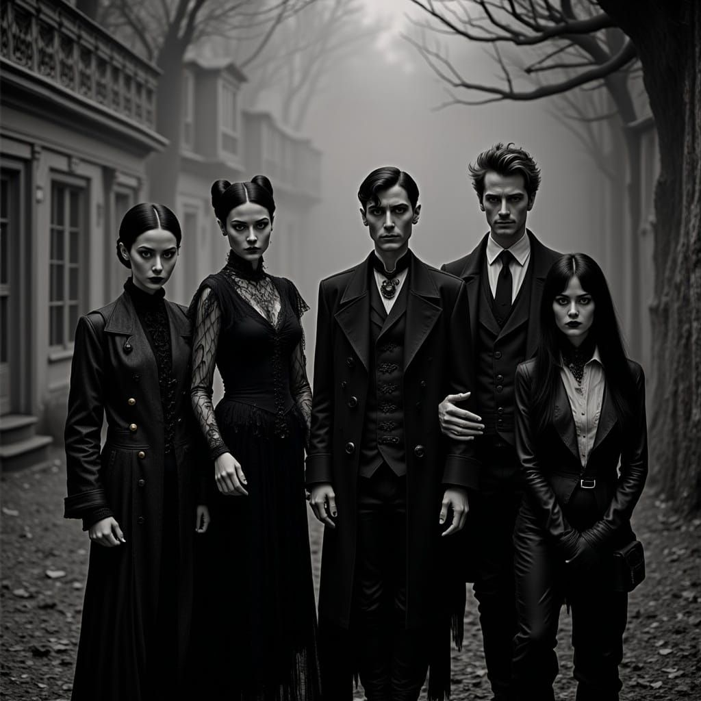  <lora:MonoDramatic:1.0>The addams family