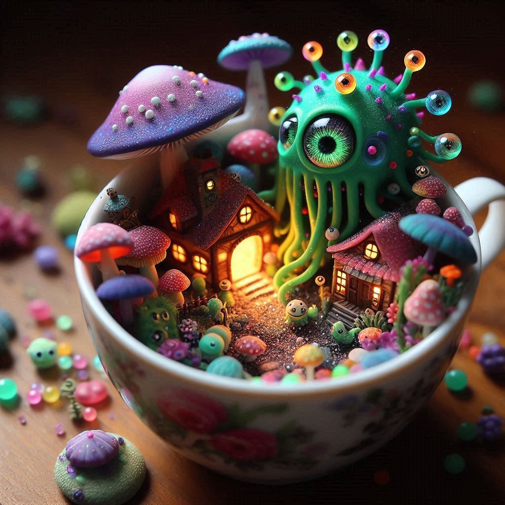 otherworldly Alien world inside a teacup