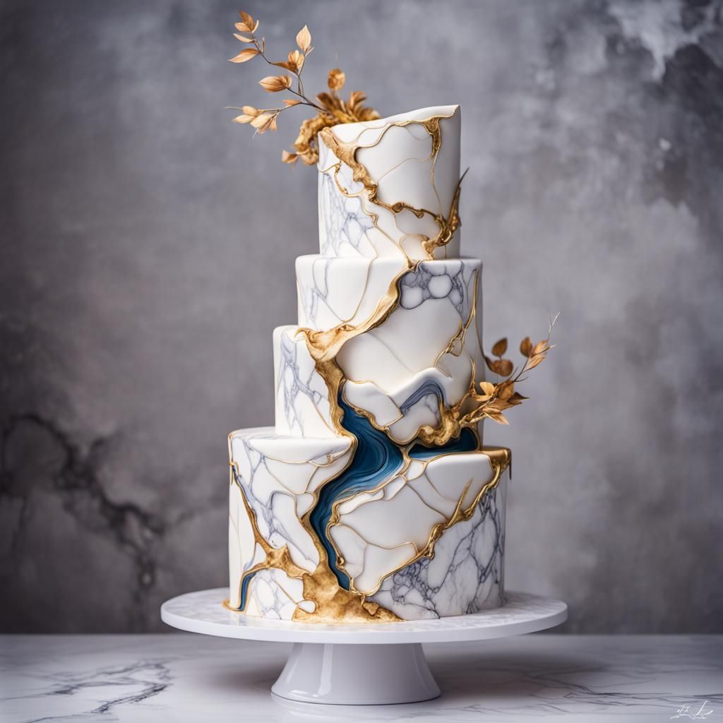 Kintsugi wedding cake - AI Generated Artwork - NightCafe Creator