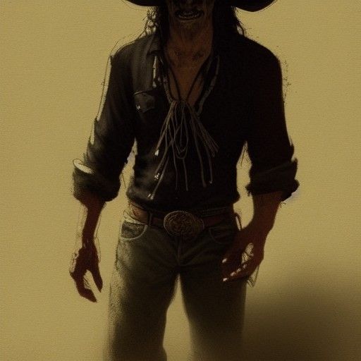 Cowboy Necromancer wearing a Black Pearl Button-up shirt