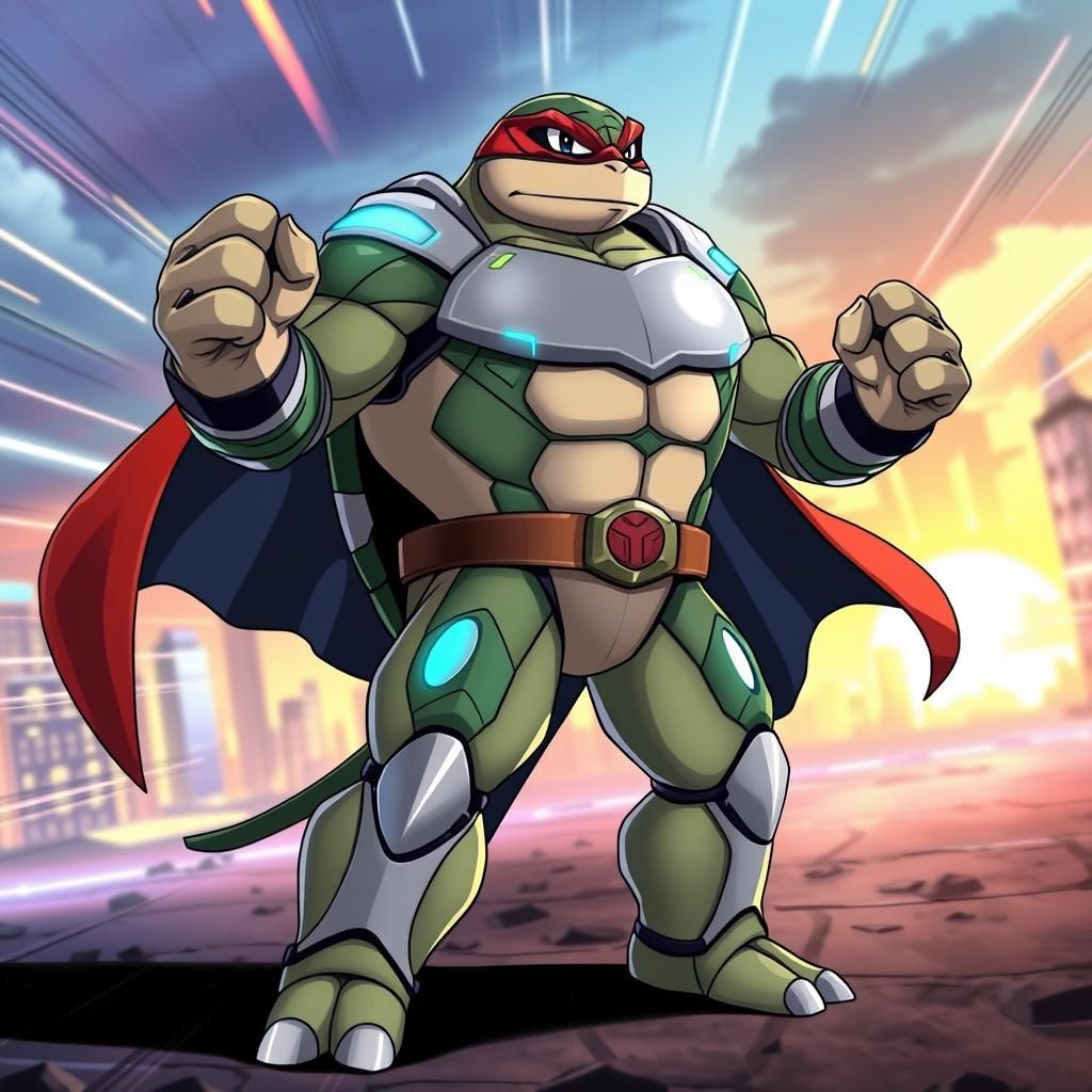 Futuristic Super Turtle Hero Ready for Battle