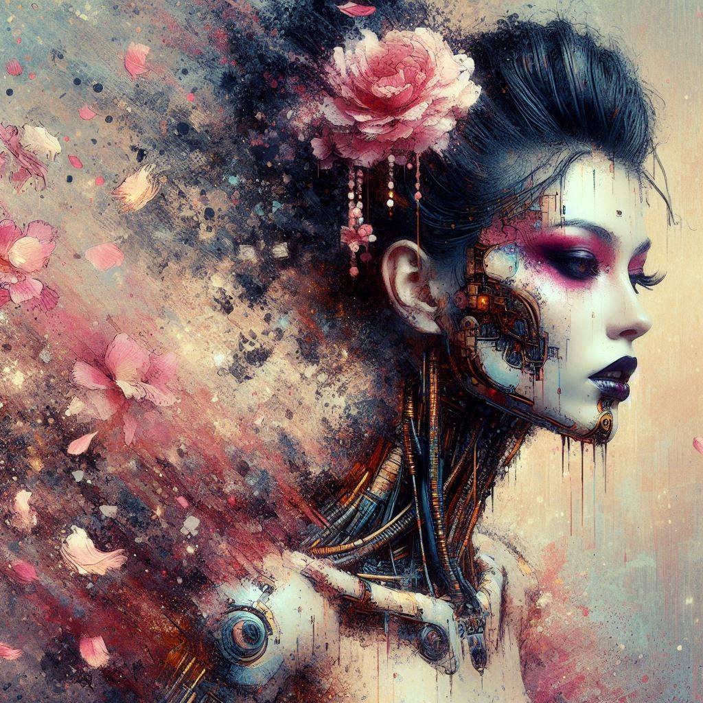 double exposure beautiful fantasy DALL-E 3 portrait landscape..