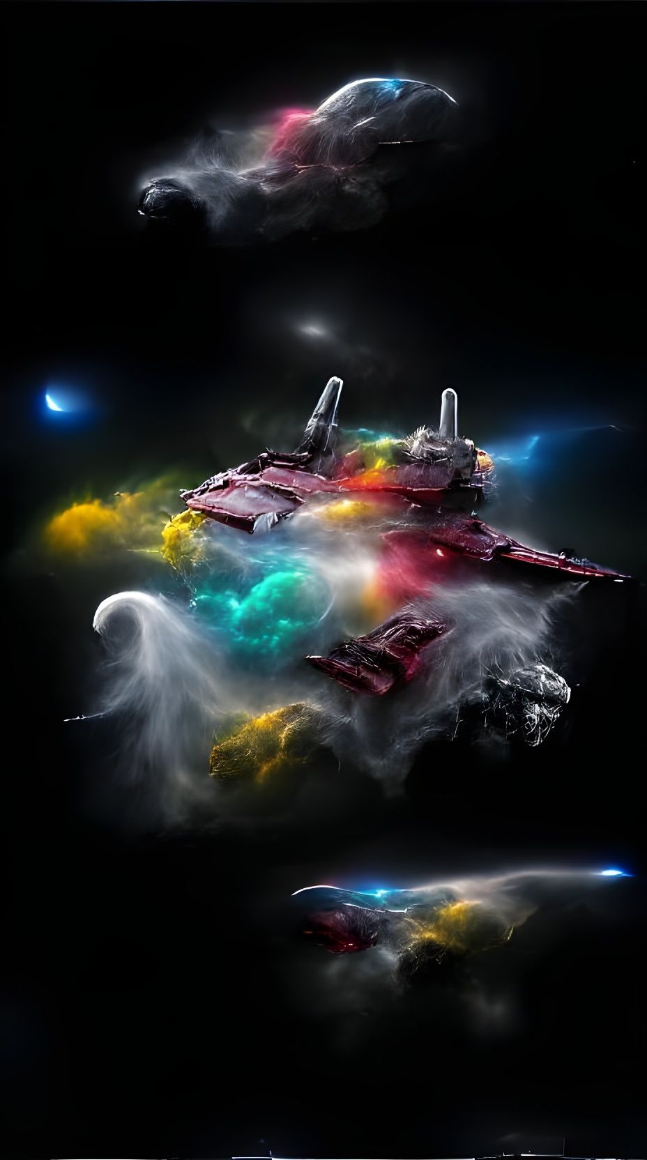 Fusion powered space faring locomotive riding though the wil...