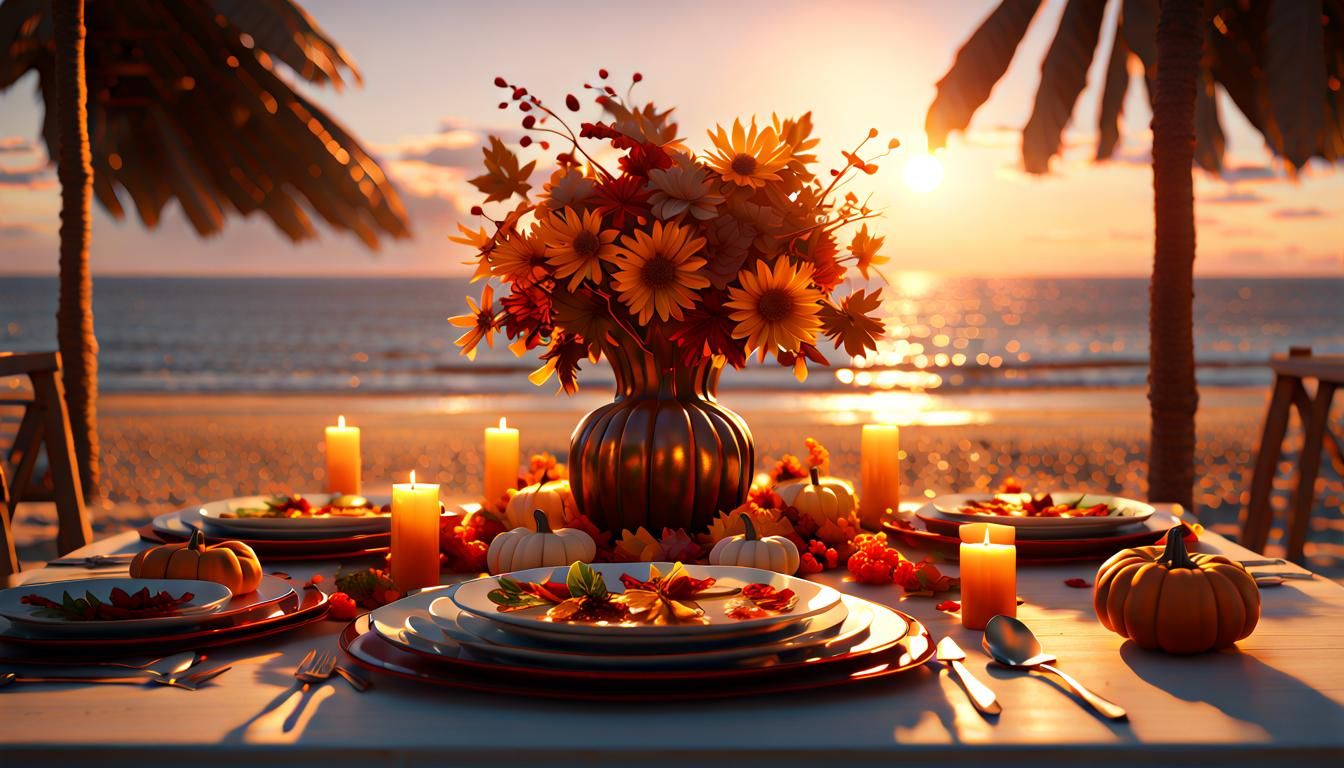 Thanksgiving Beach - AI Generated Artwork - NightCafe Creator