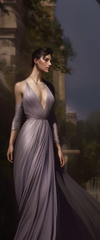 Beautiful Woman in a flowing silk gown,  a masterpiece by by...
