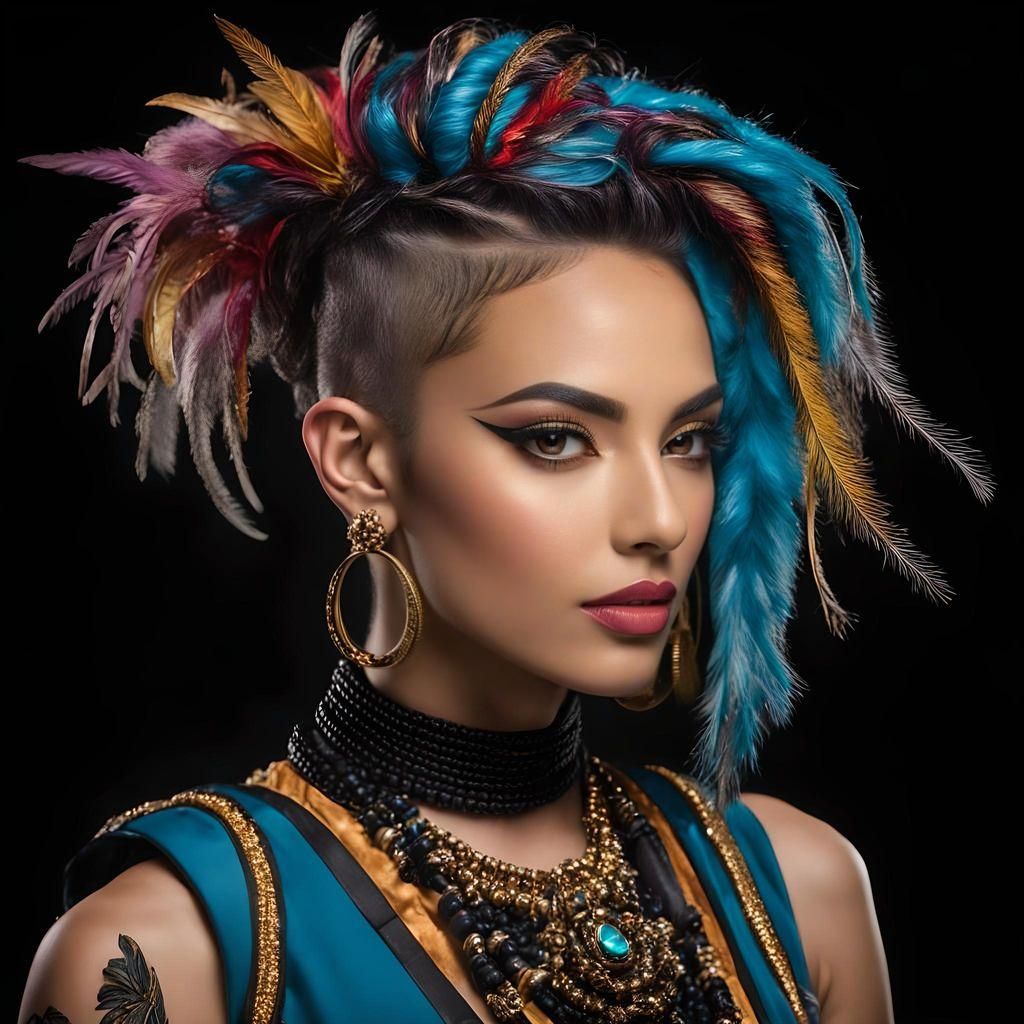 Egyptian Death God in Cyberpunk Hairstyle