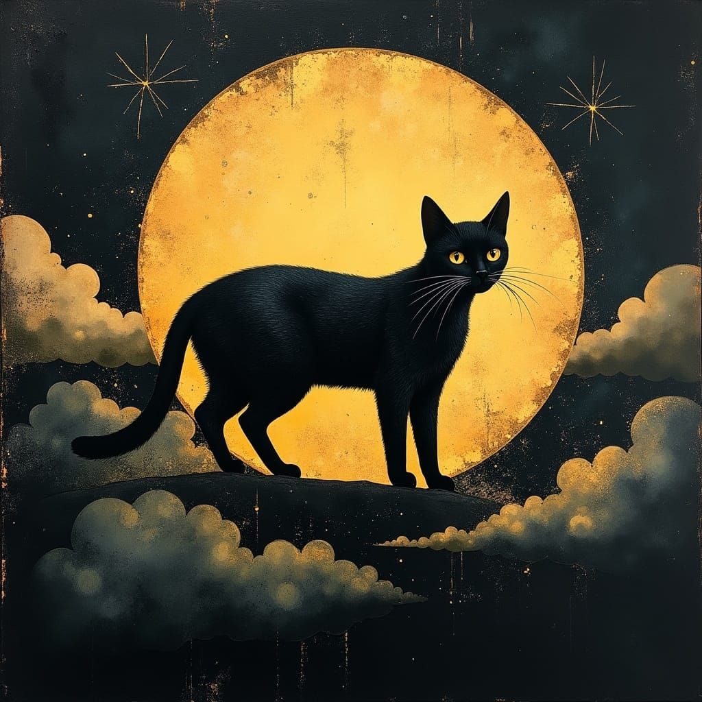 The Black Cat in the Night