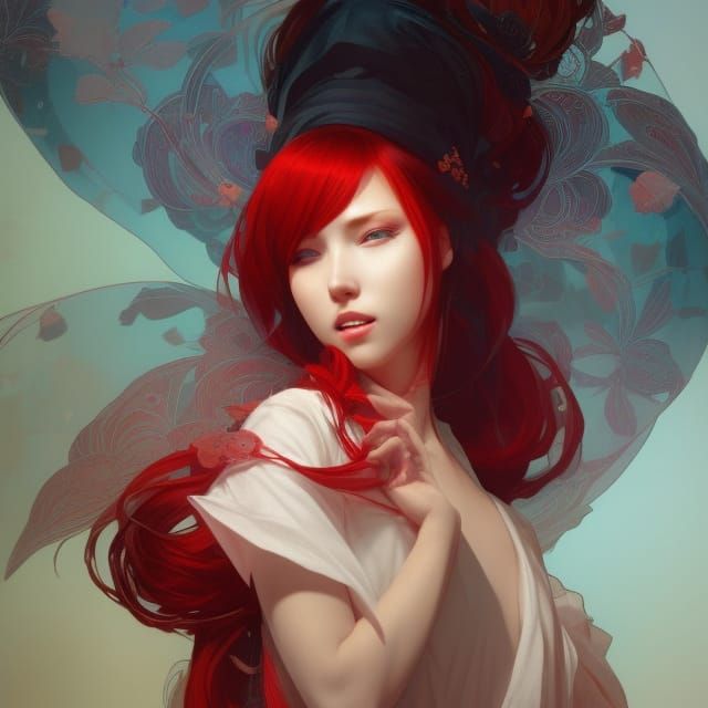 Beautiful red haired girl with kimono 8k resolution concept ...