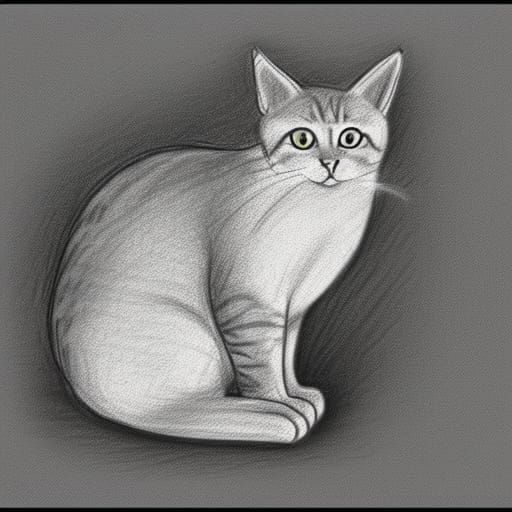 pencil sketch of a cat