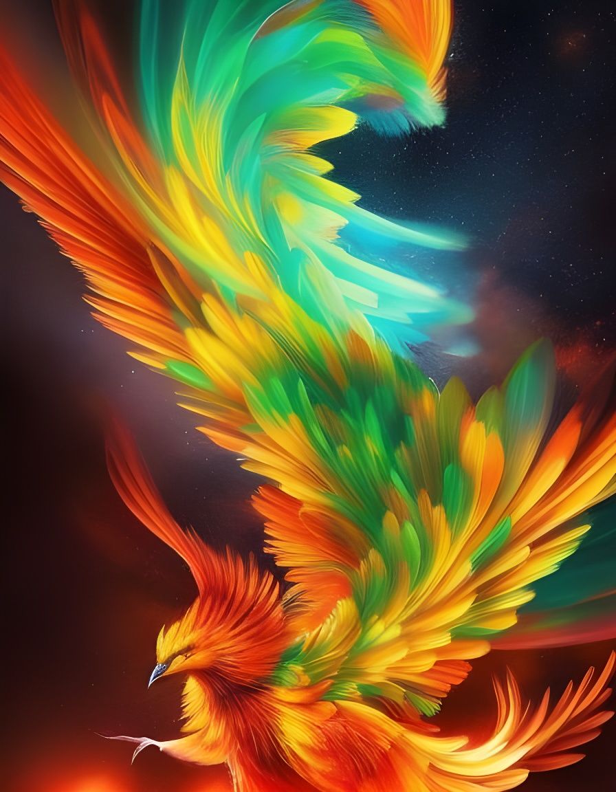 🌈Rainbow Fire Phoenix🔥 - AI Generated Artwork - NightCafe Creator