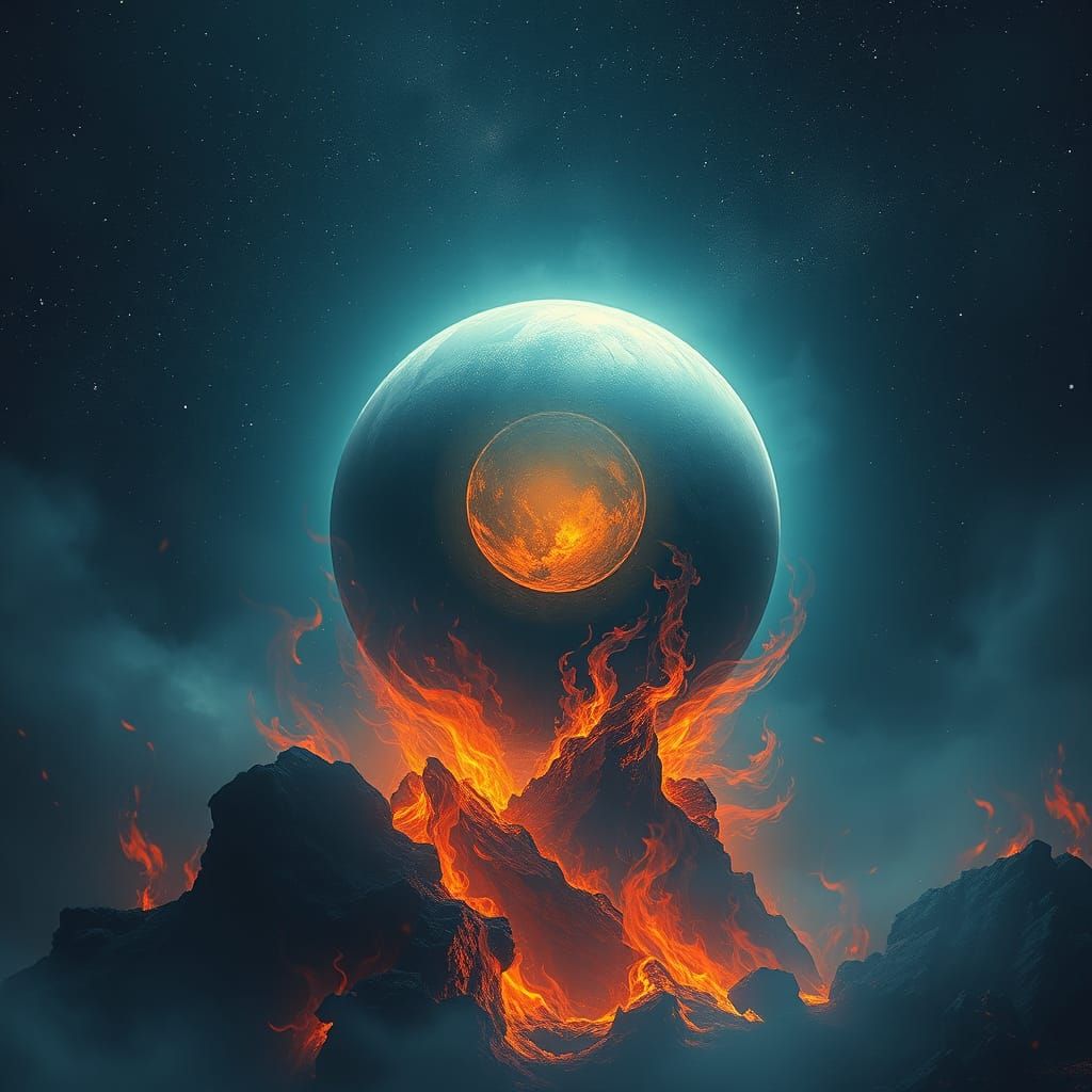 Ethereal Sphere of Sorrow in Starry Night