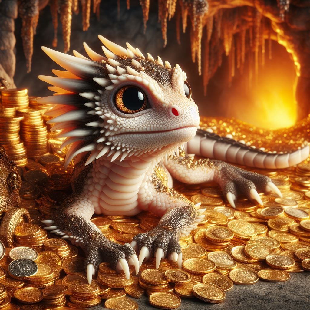 Baby Dragon on pile of gold