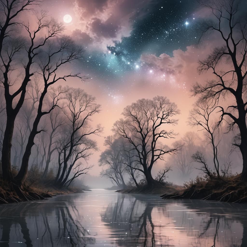 River filled with starlight