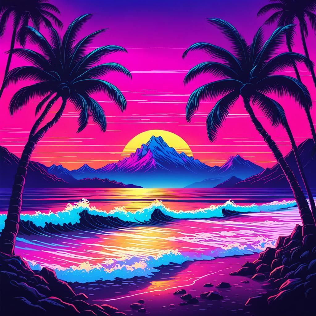 Synthwave Sunset - AI Generated Artwork - NightCafe Creator