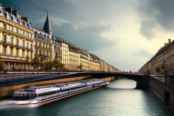 Parisian Scene Along the Seine Daytime