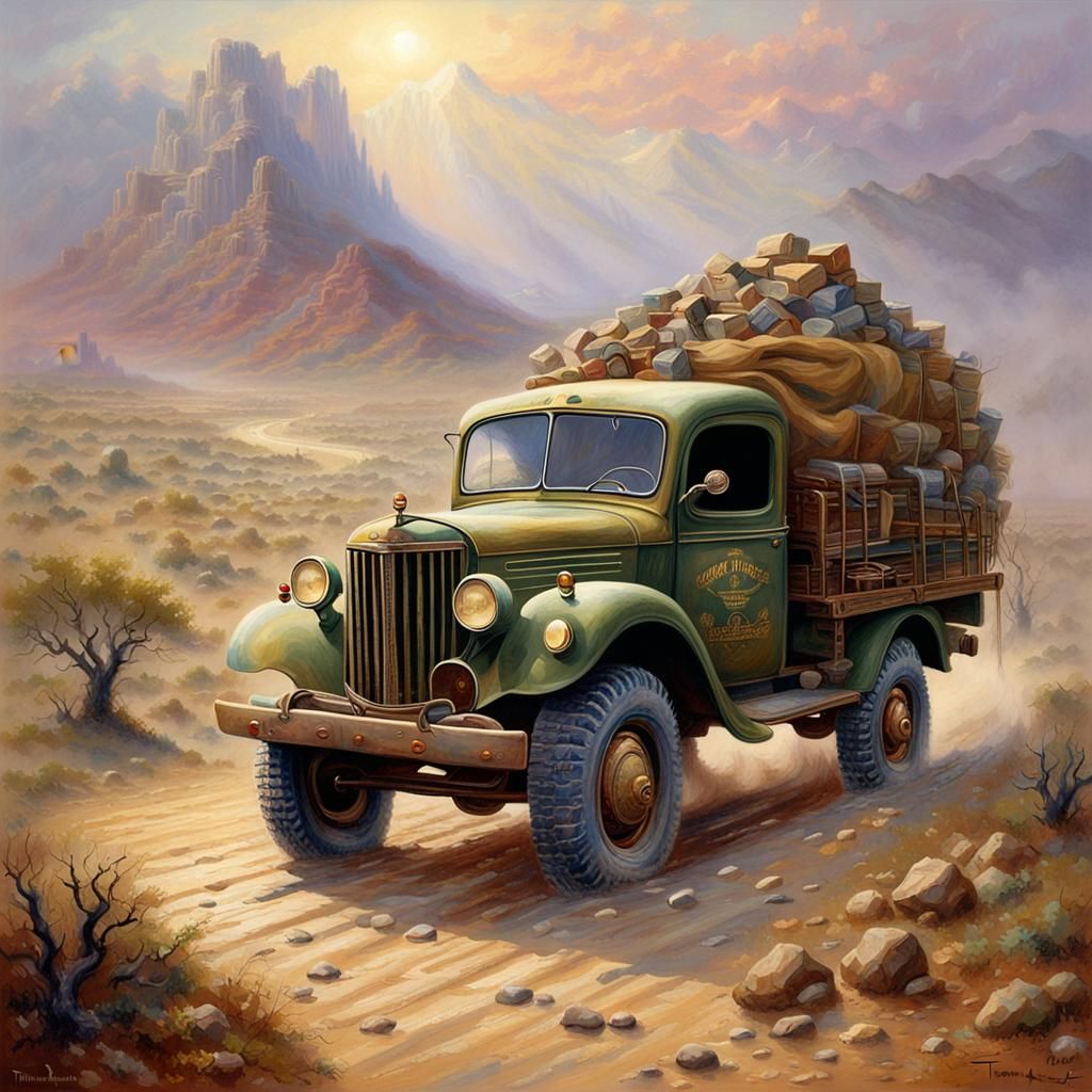 One World War 2 two and a half ton truck traveling across th...
