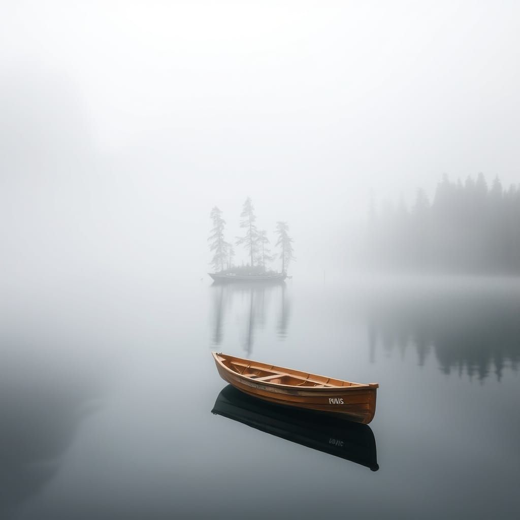 Thick fog over a lake.  by @NUAT