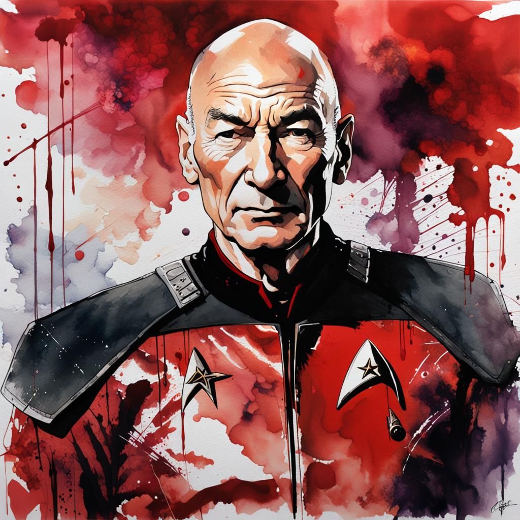 Soft Textured Watercolor Illustration Of Young Patrick Stewart As 