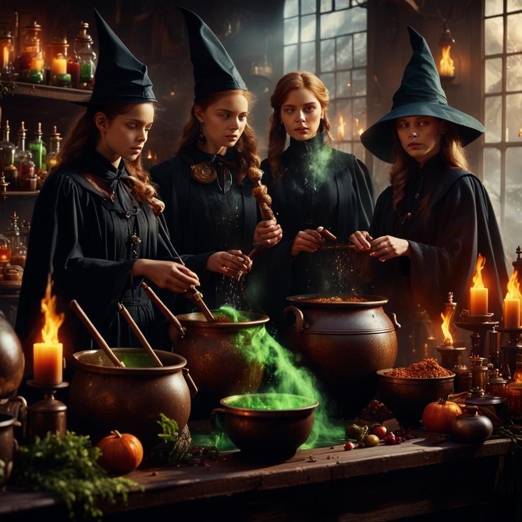 A lesson in professional skills at the witch school