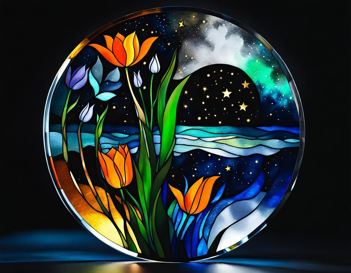 Holographic Merman Sphere in Post-Impressionist Acrylic Styl...