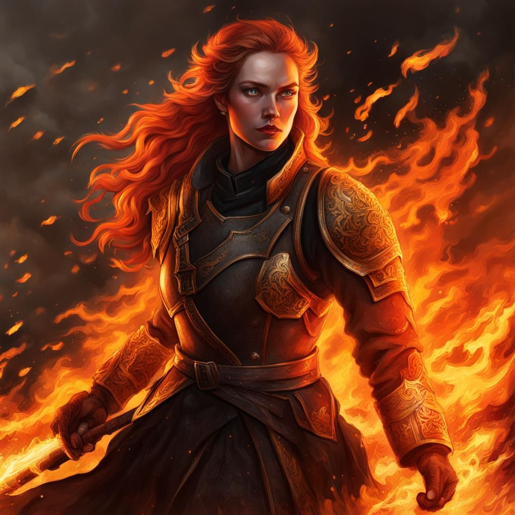 Fire she-knight - AI Generated Artwork - NightCafe Creator