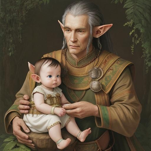 Baby human adopt by Chief Elf and his wife.