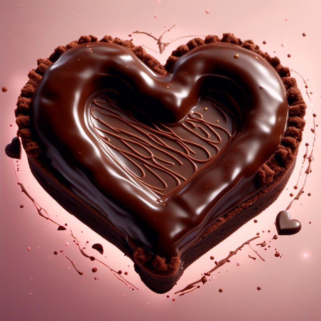 Heart-Shaped Chocolate Patty in Hyperrealistic Detail