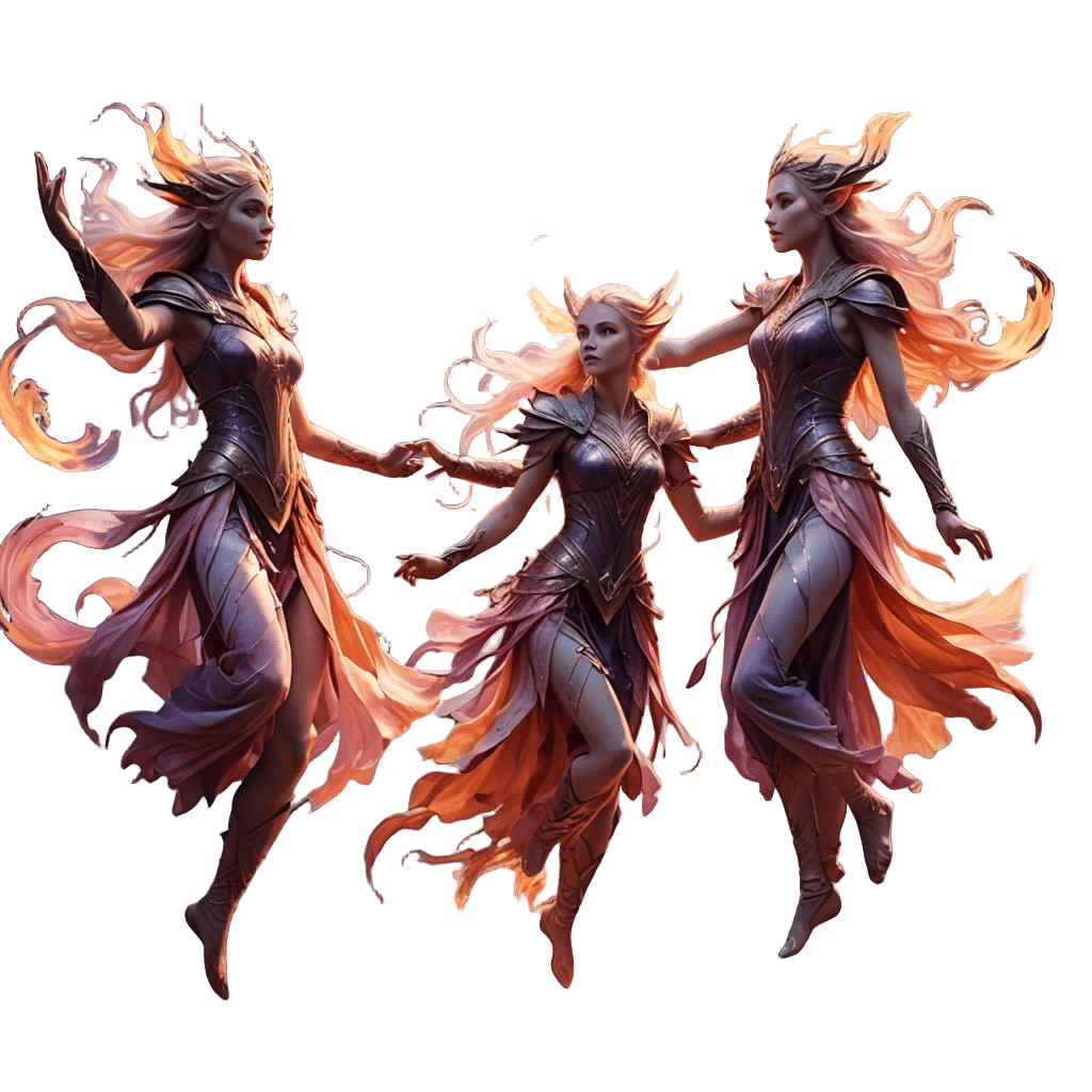 Four elements got together in the shape of the elves- fire, ...