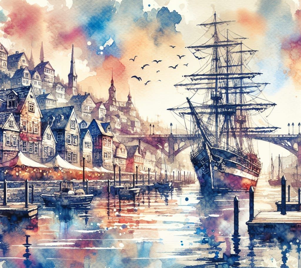 A seaside port town   by @Sakata Gintoki