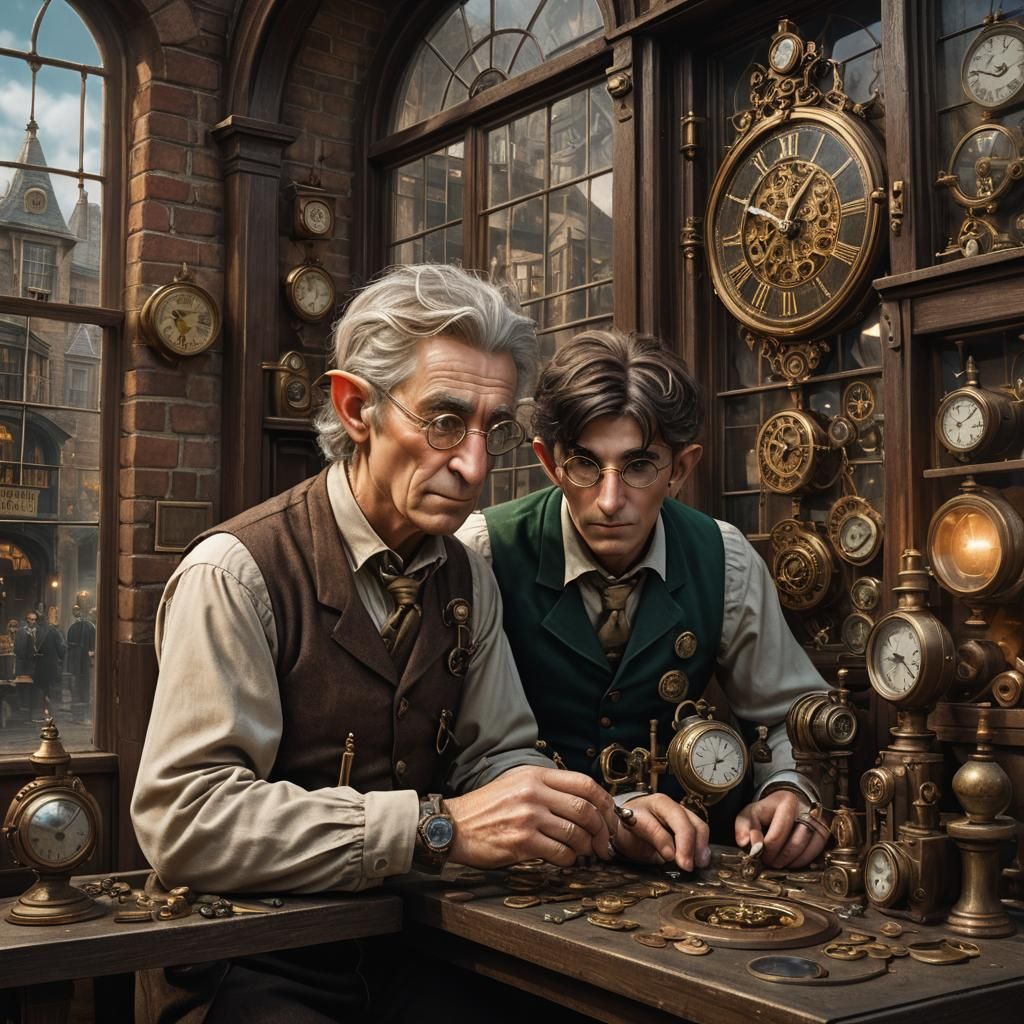 A master horologists and his apprentice   by @FantasyDreamscapesAI