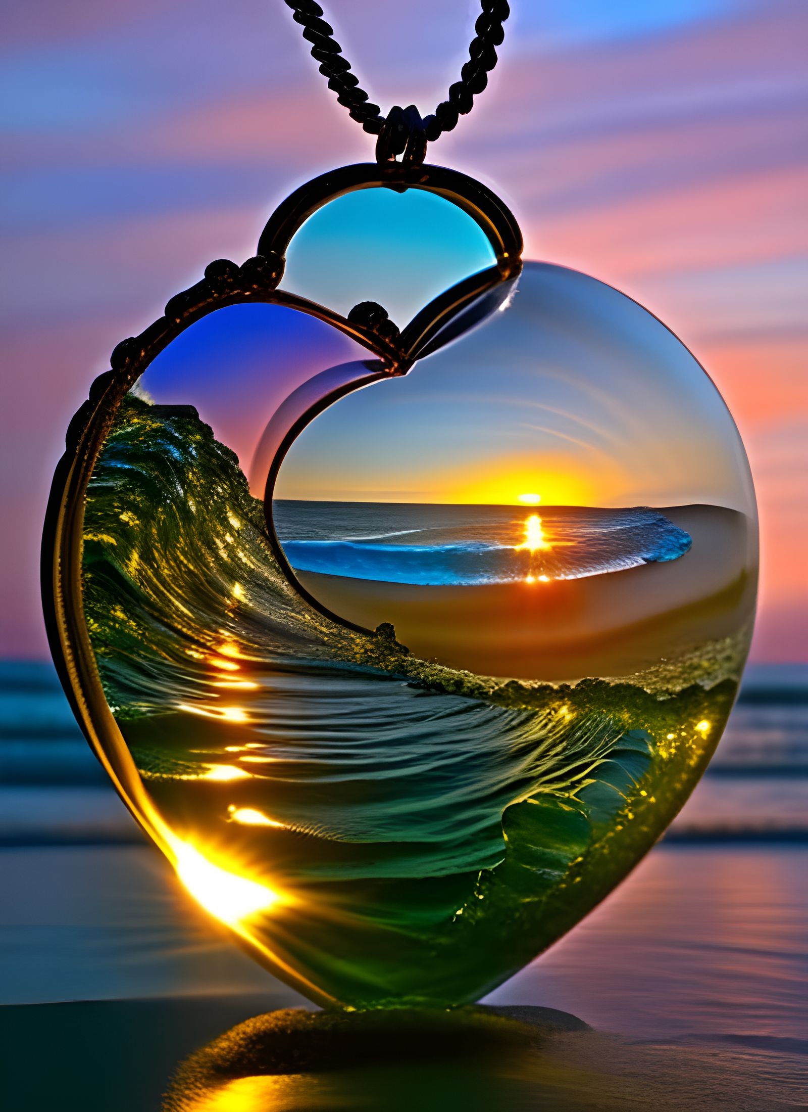 Water Waves Inside Glass Heart   by @OVT