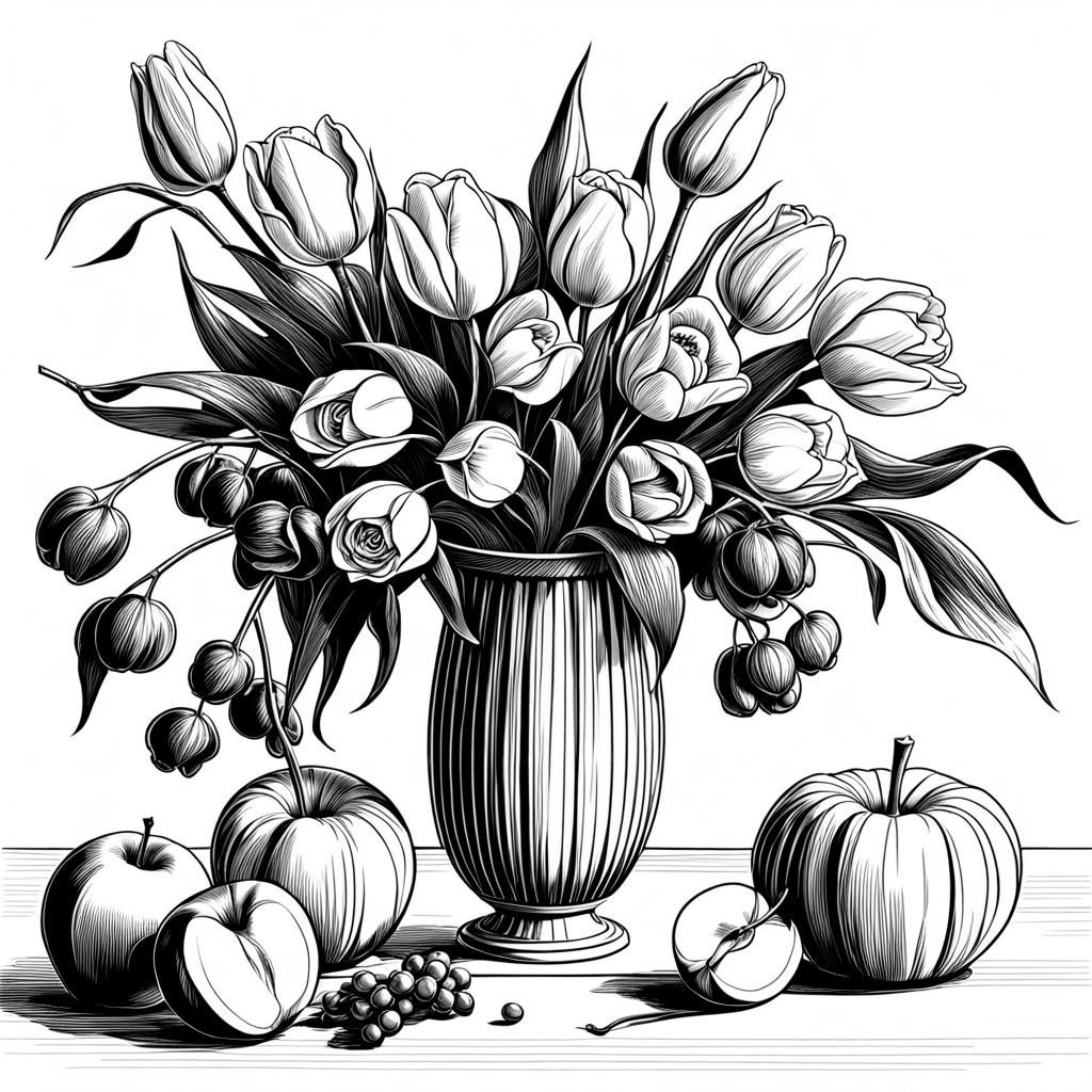 A still-life drawing.