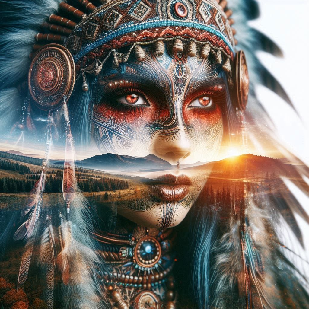 double exposure beautiful fantasy portrait landscape..