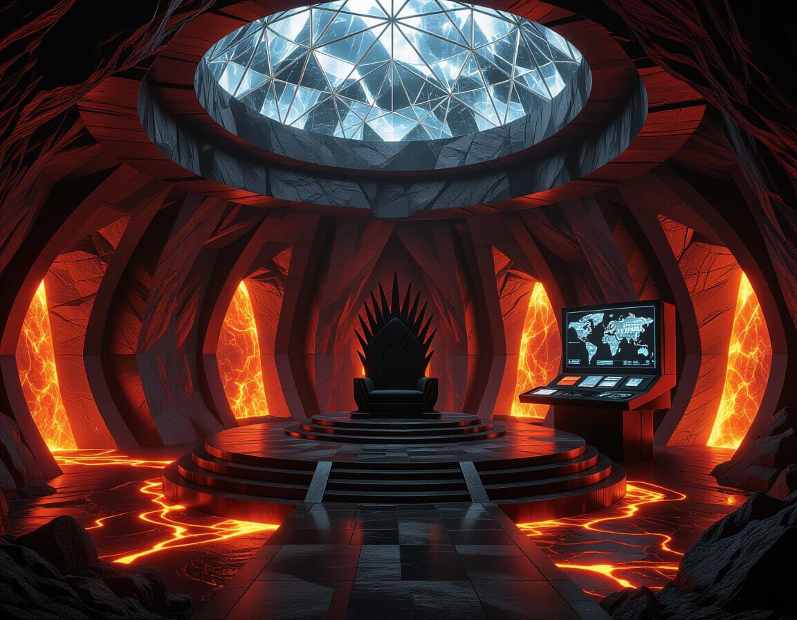 A secret lair, carved into the active volcano, serves as the ultimate supervillain hideout. 