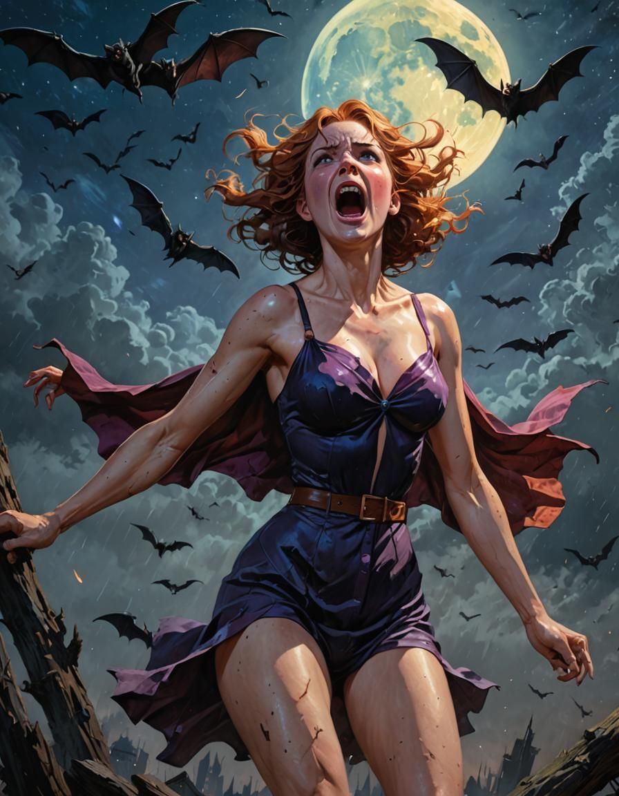 Unclad Daphne blake unclad striking an action pose while yel...