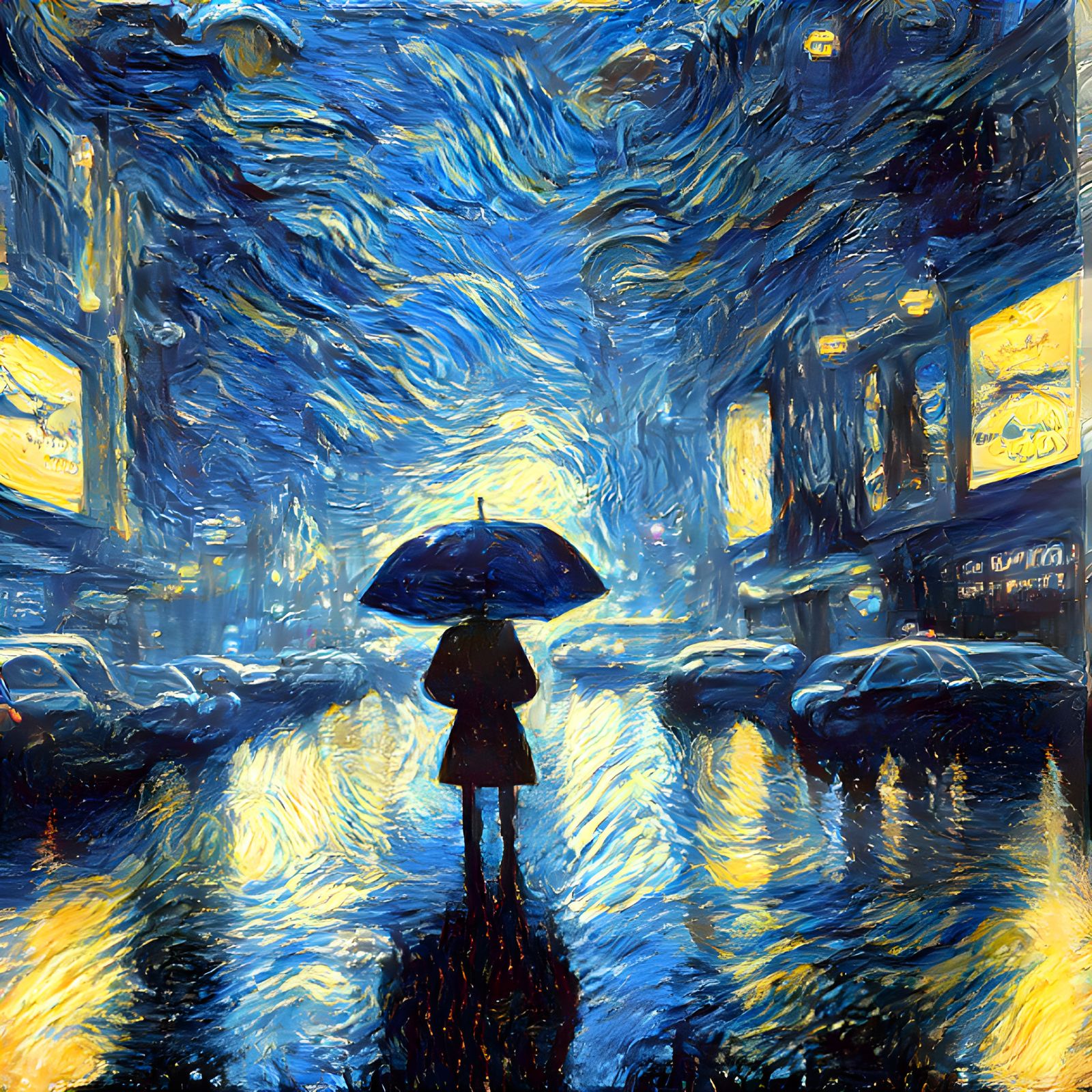 Lonely Walk in a Starry Night