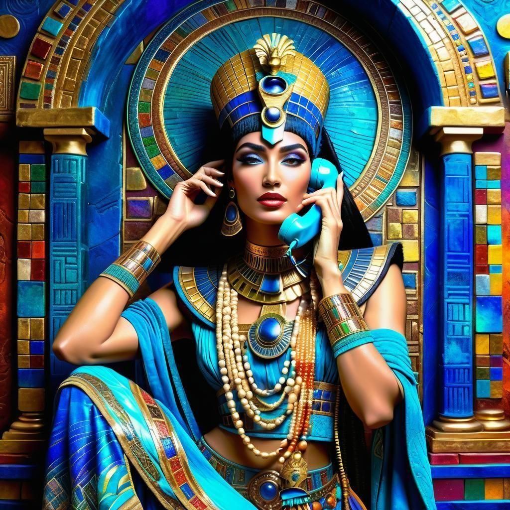 Portrait of Beautiful Cleopatra Talking on the Phone  by @Jane77755