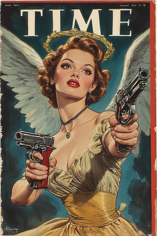 TIME MAGAZINE COVER OF A GOTHIC FEMALE ANGEL HOLDING TWO BER...