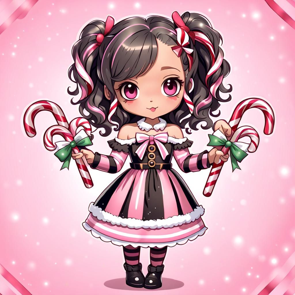 Chibi Me As A Cute Candy Cane Girl 2 AI Generated Artwork NightCafe