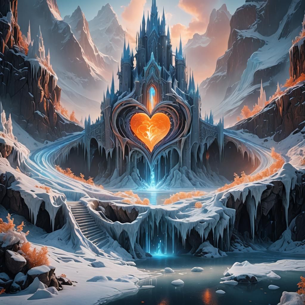 Melting Heart in Ice Palace Fantasy Art