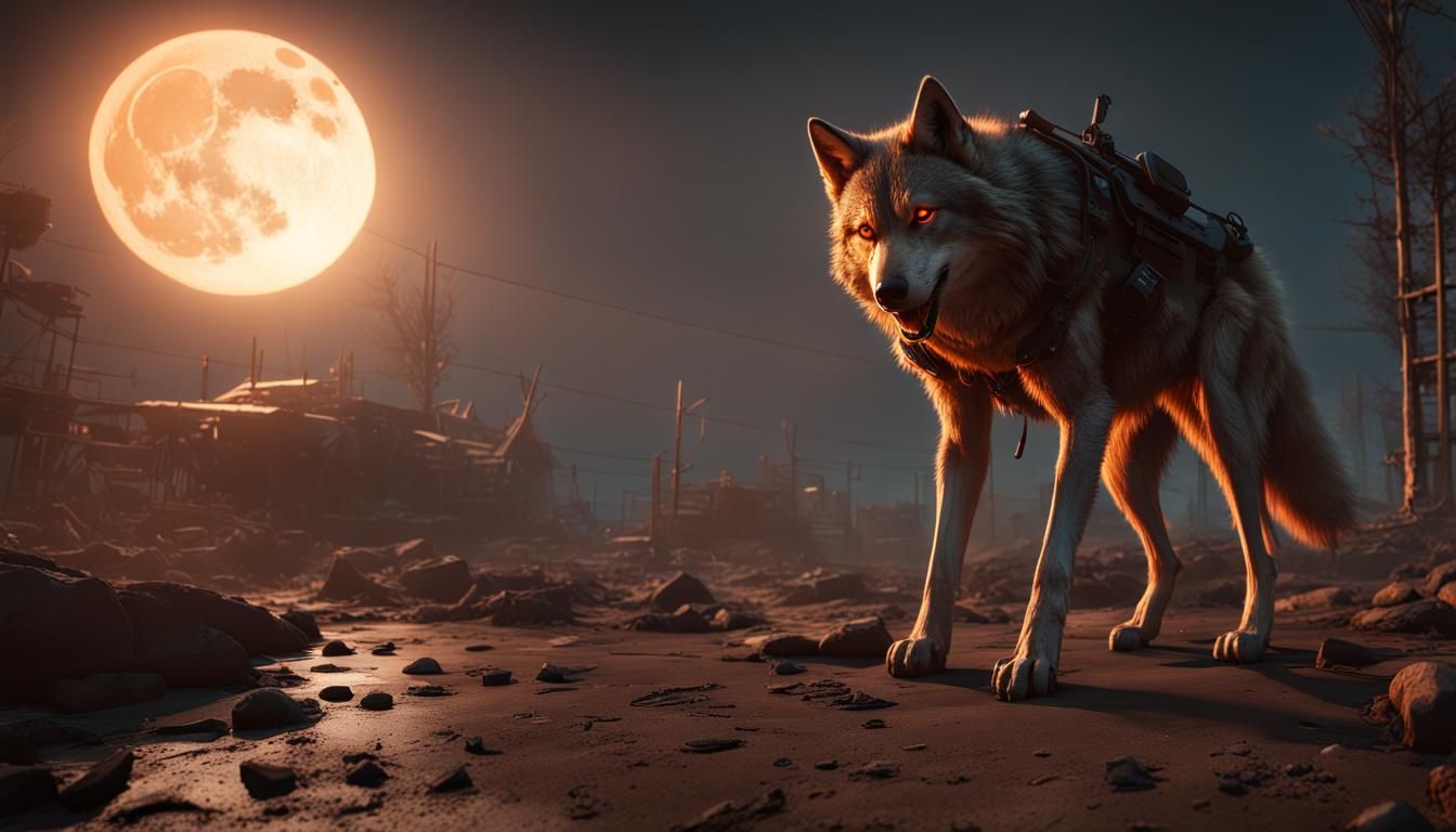 ,  IN A POST-APOCALYPTIC SETTING, BIG ORANGE MOON.....MAN......
