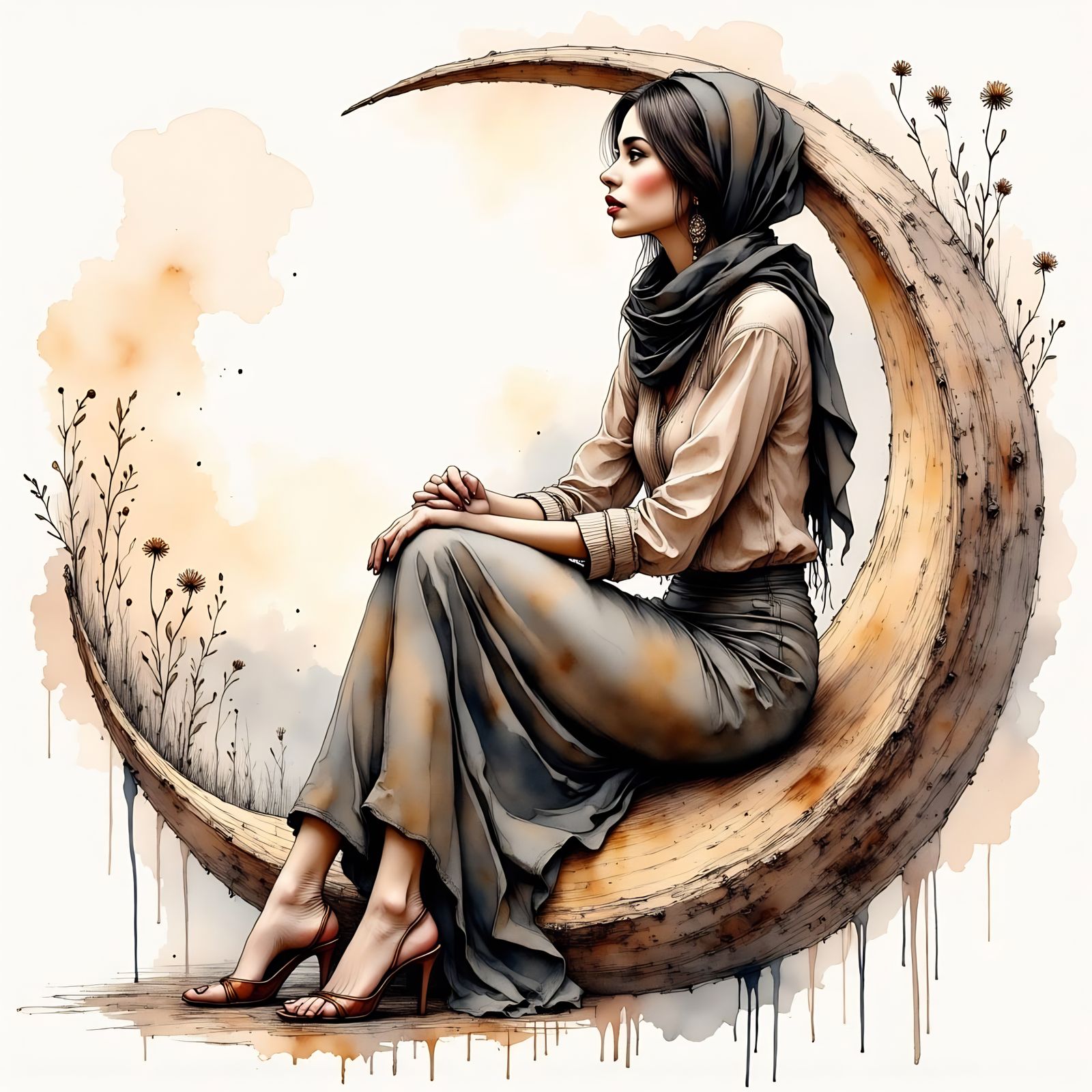 لونا (Luna) | 🇵🇸 portrait (Ink Poet)  by @Mak