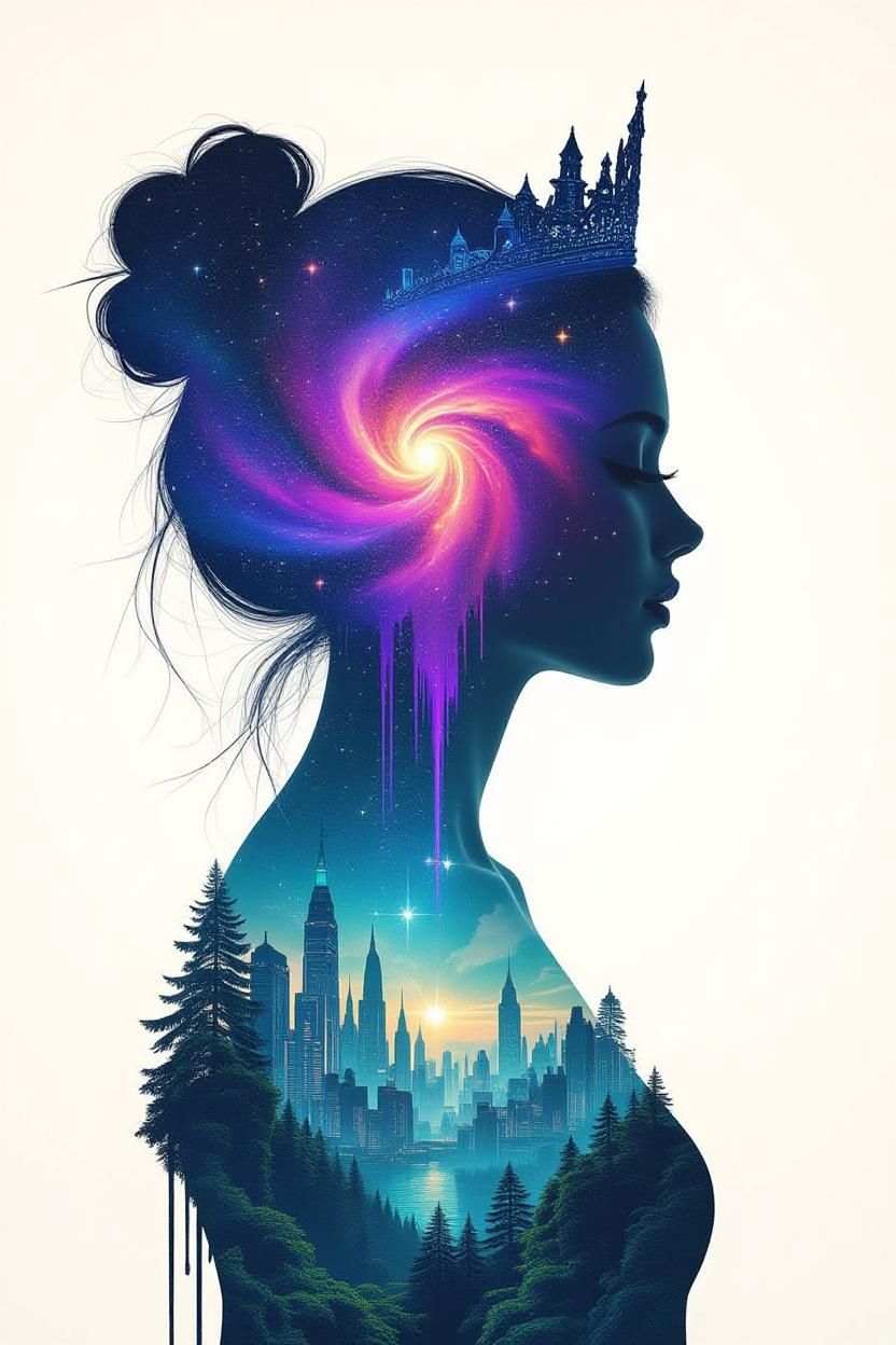 Double exposure portrait