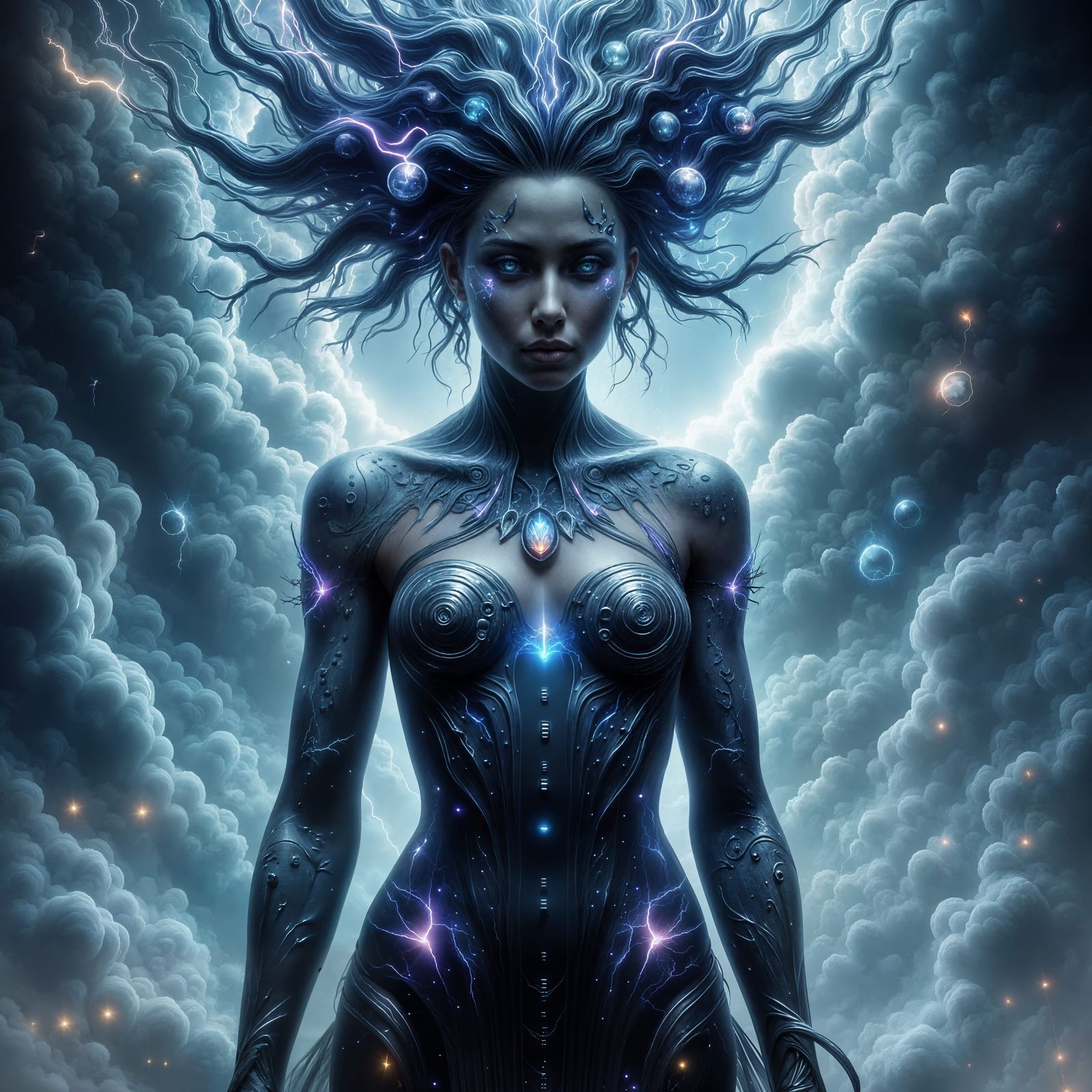 Animate Thunder and lightening woman with body movements that are are a dynamic  of storm-driven power. 

Her body movem...