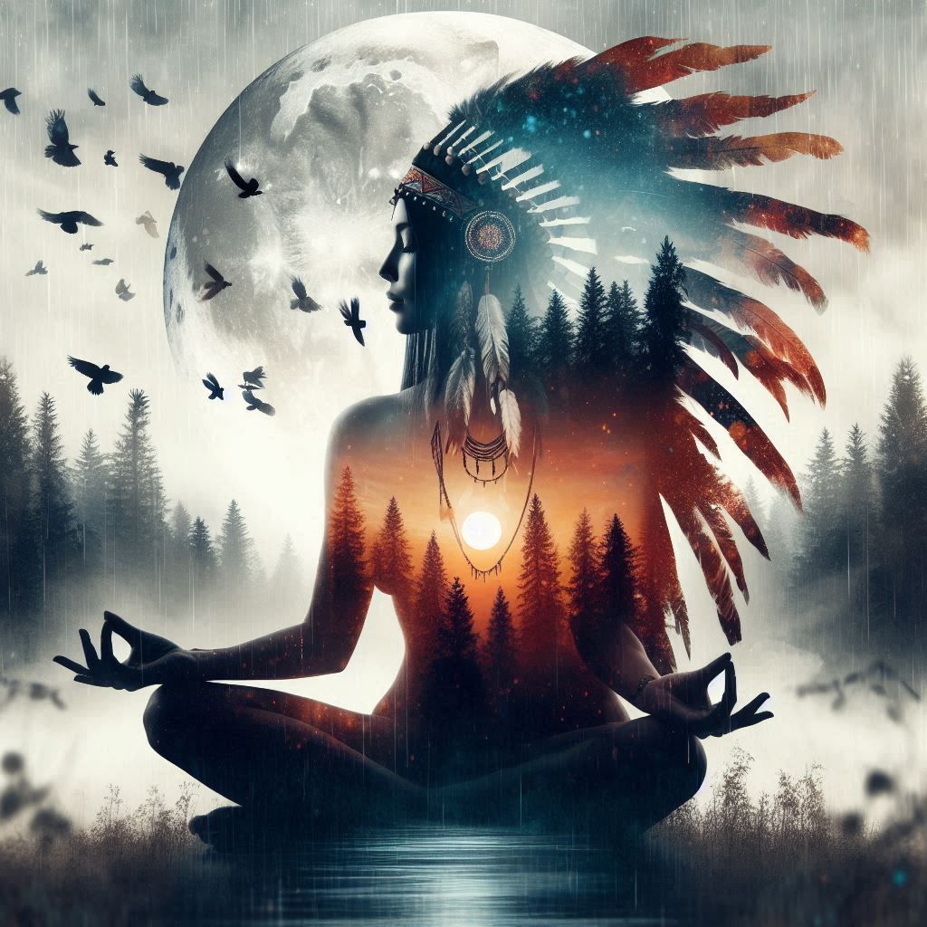 double exposure beautiful fantasy DALL-E 3 portrait landscap...